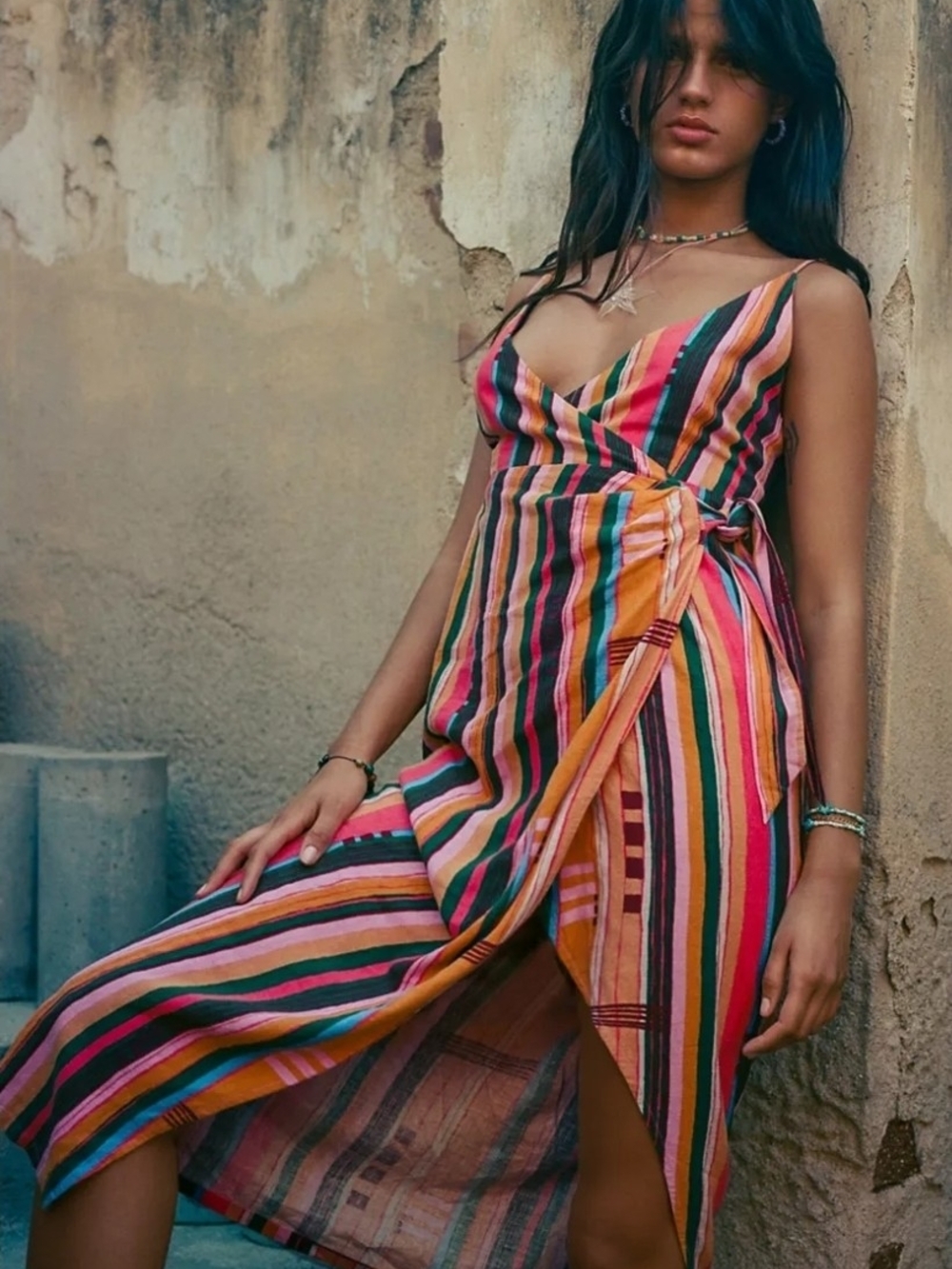 Urban Outfitters UO Flashing Lights Midi Wrap Dress